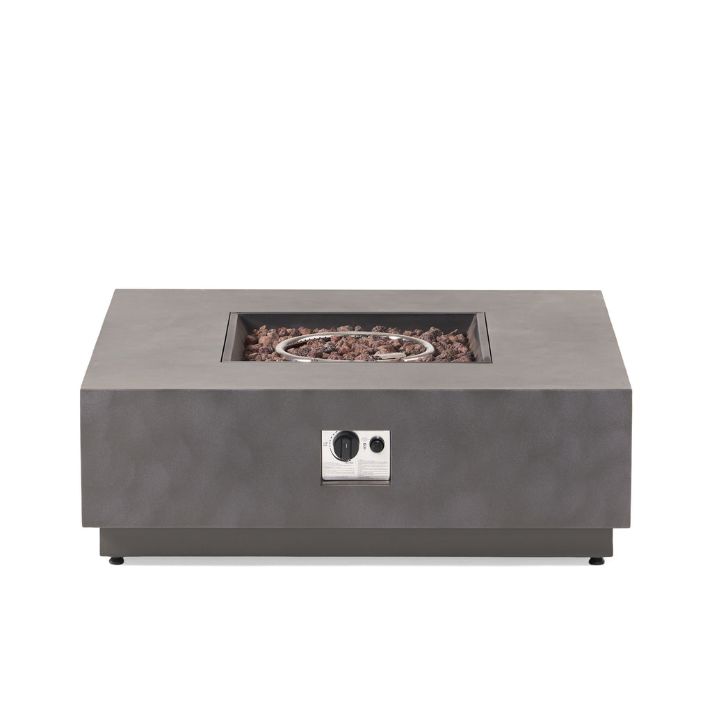 Modern SQUARE Iron Fire Pit 50,000 BTU Stone Gray Finish 39-Inch