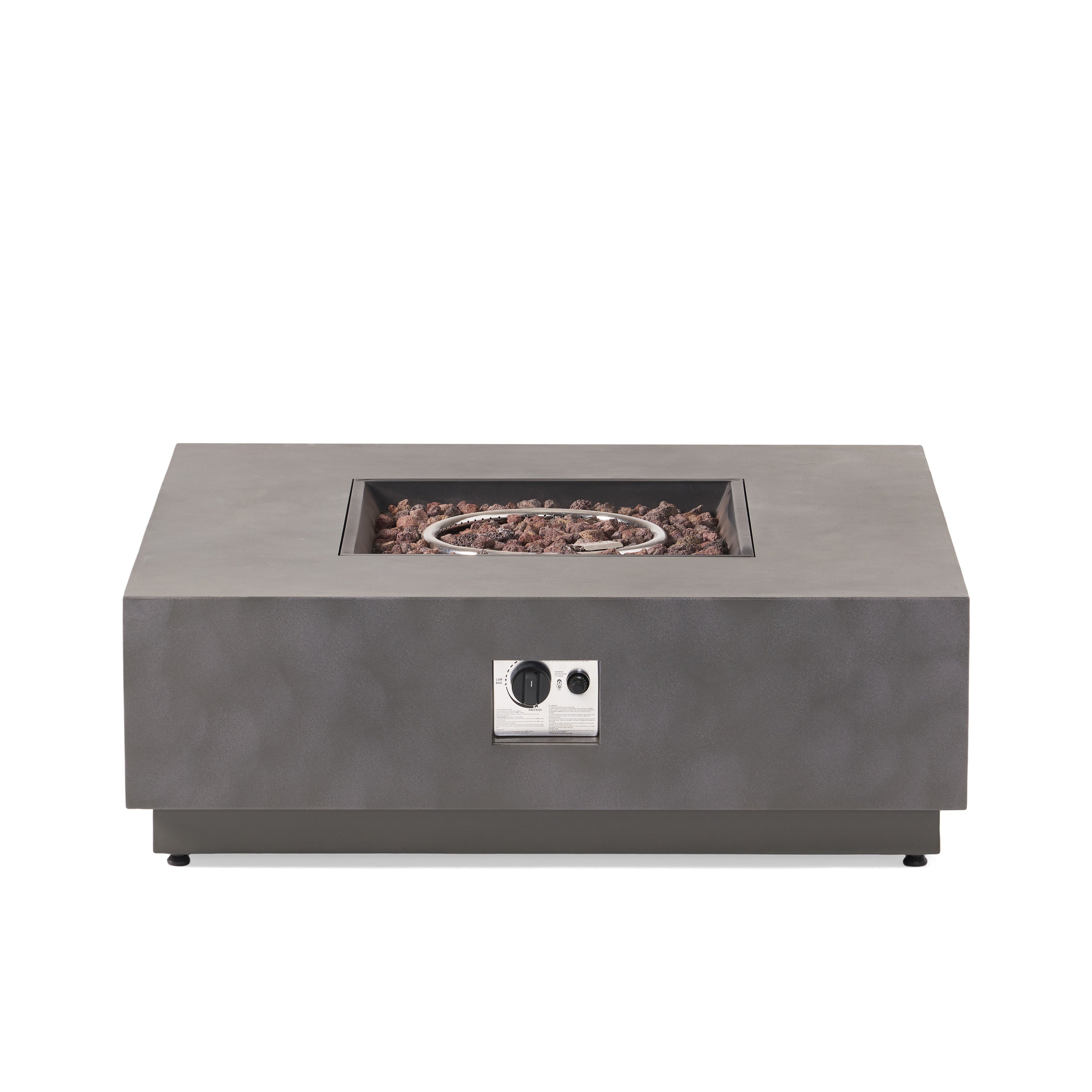 Modern SQUARE Iron Fire Pit 50,000 BTU Stone Gray Finish 39-Inch
