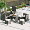 Outdoor 6-Piece All Weather PE Rattan Sofa Set, Garden Patio Wicker Sectional
