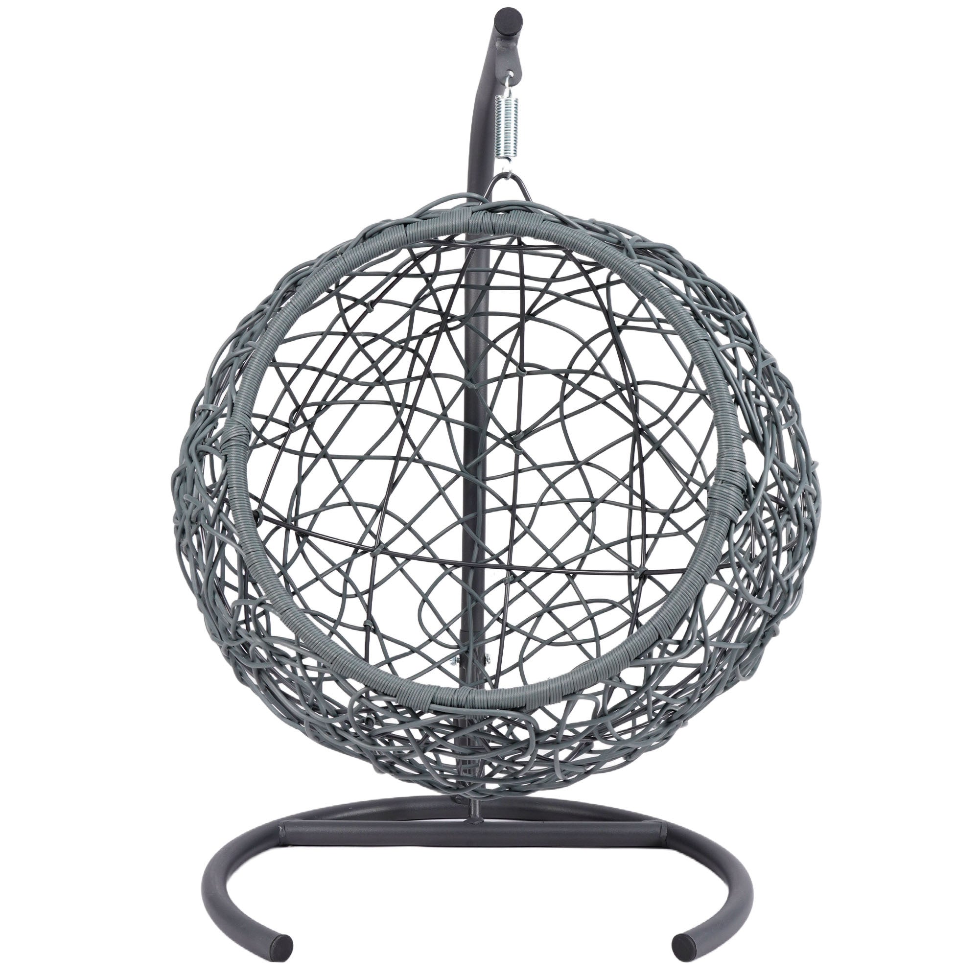 Cat Swing Bed with Stand and Cushion, Rattan Wicker Egg Chair Style, Gray