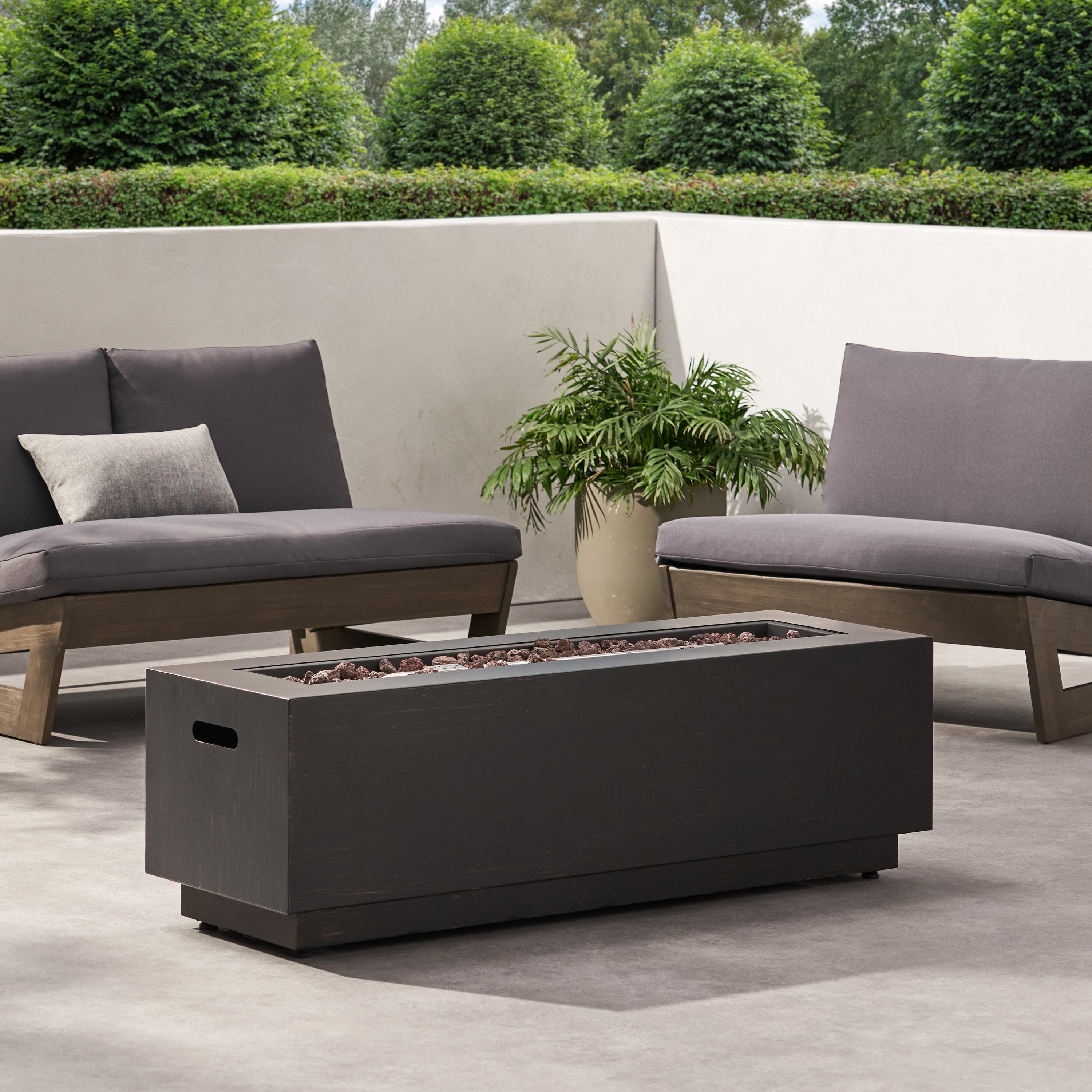 RECTANGULAR IRON FIRE PIT 50,000 BTU WITH TANK HOLDER