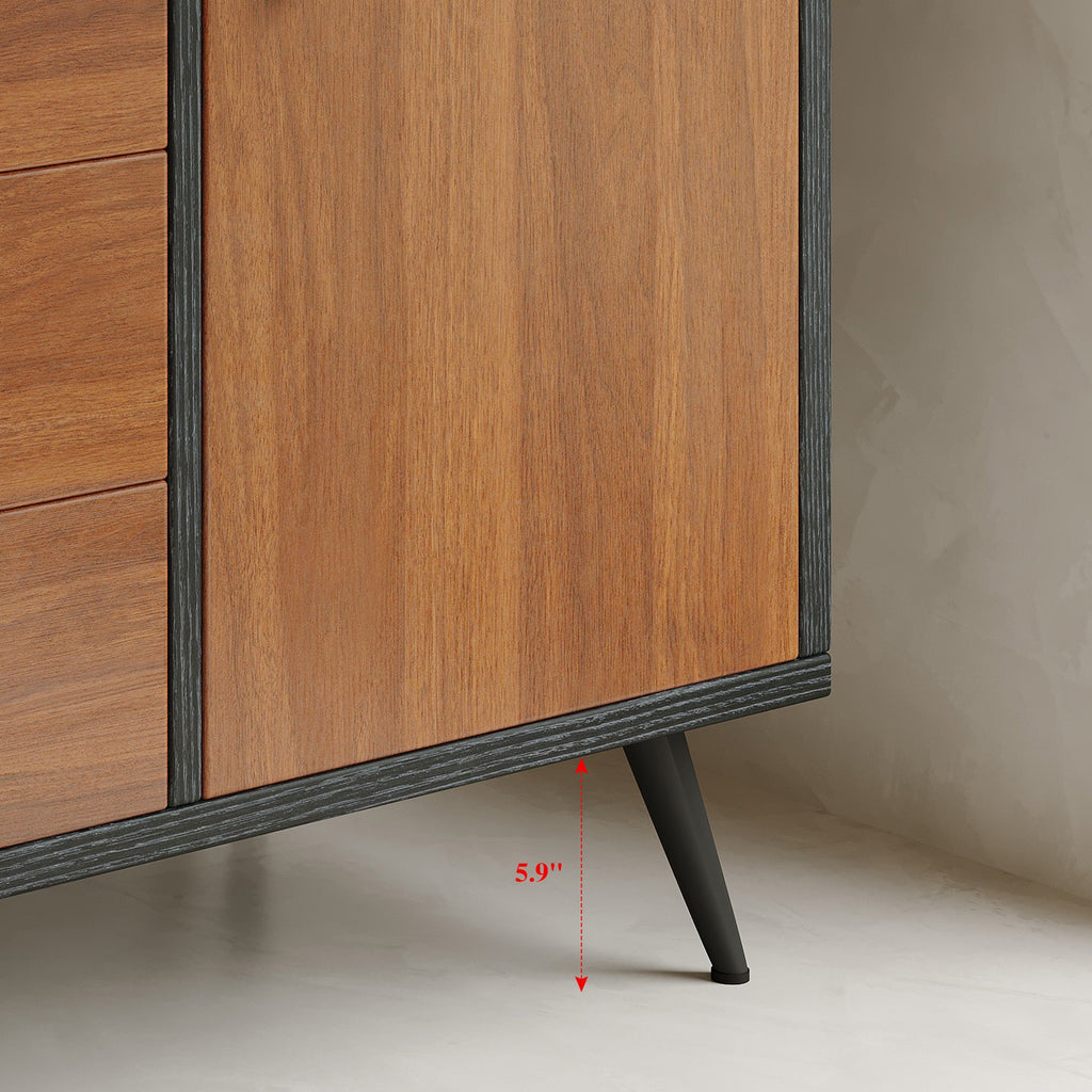 Mid-Century Modern Free-Standing Bathroom Vanity with Ceramic Sink & Sintered Stone Top