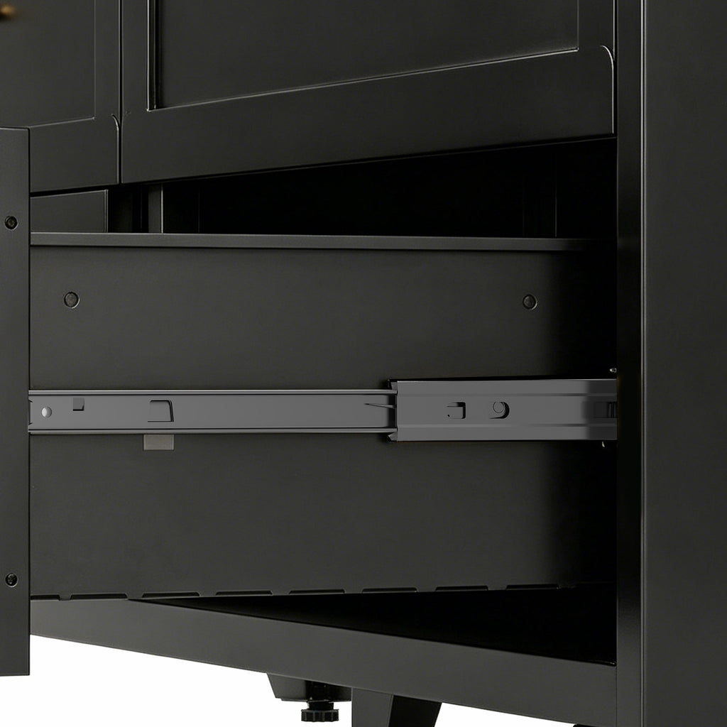 Dresser Low-Profile 7-Drawer Black Steel Smooth Glide 47.3x15.8x30.8 In