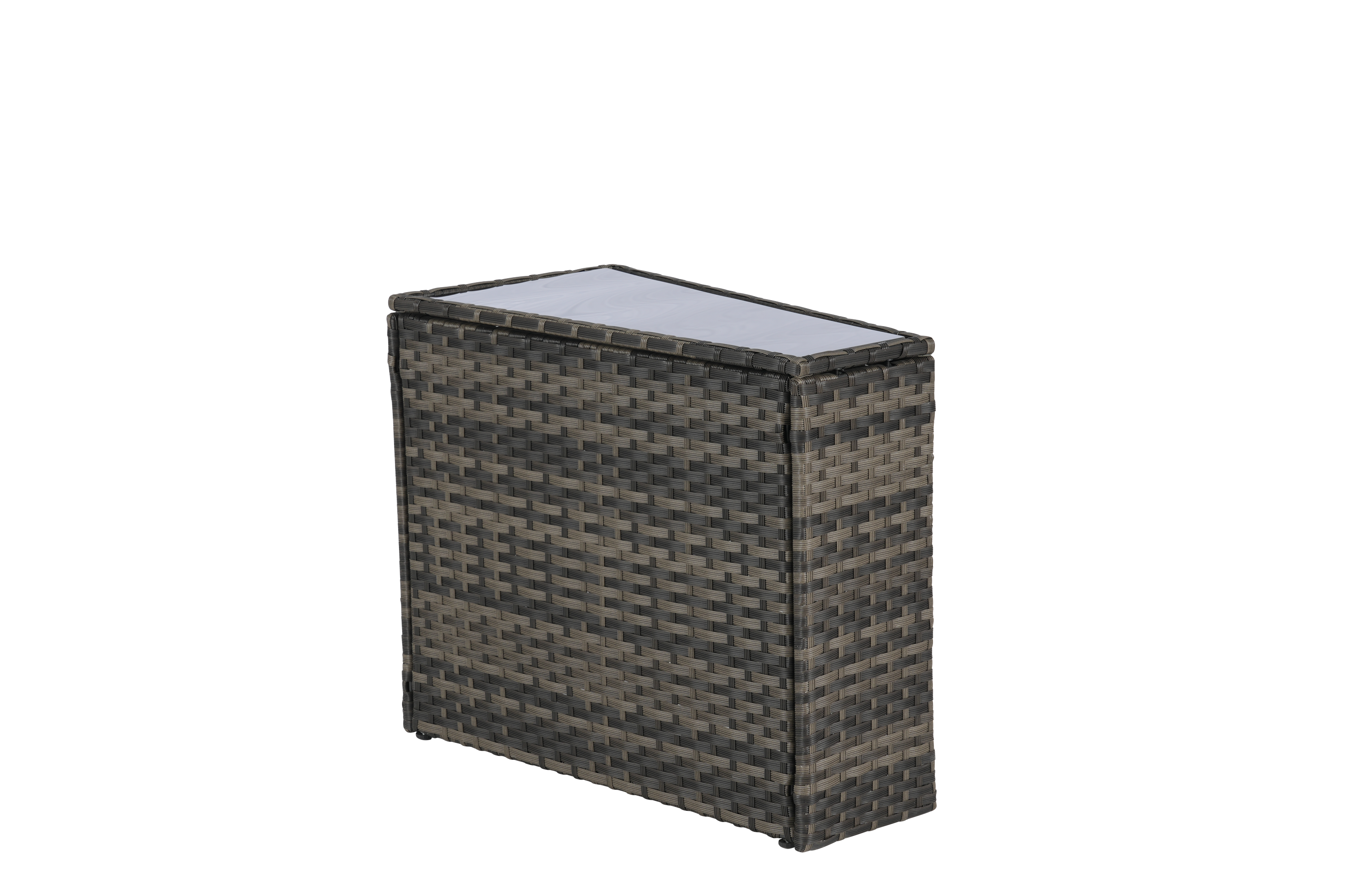 Outdoor Sectional Set PE Rattan Steel Light Gray Half Moon 7 Piece 380 LB