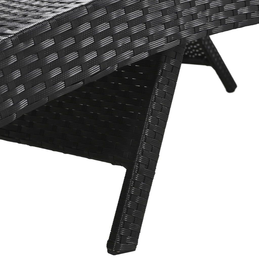 2-Piece Wicker Chaise Lounge Set w/ Pull-Out Table 5-Position 470lb