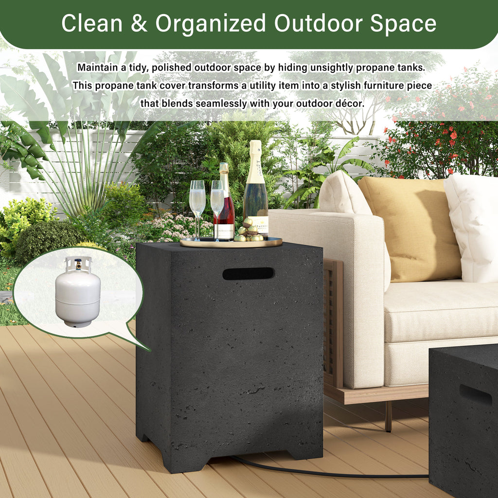 Propane Fire Pit Square MGO 40000 BTU 24" with Side Table Cover