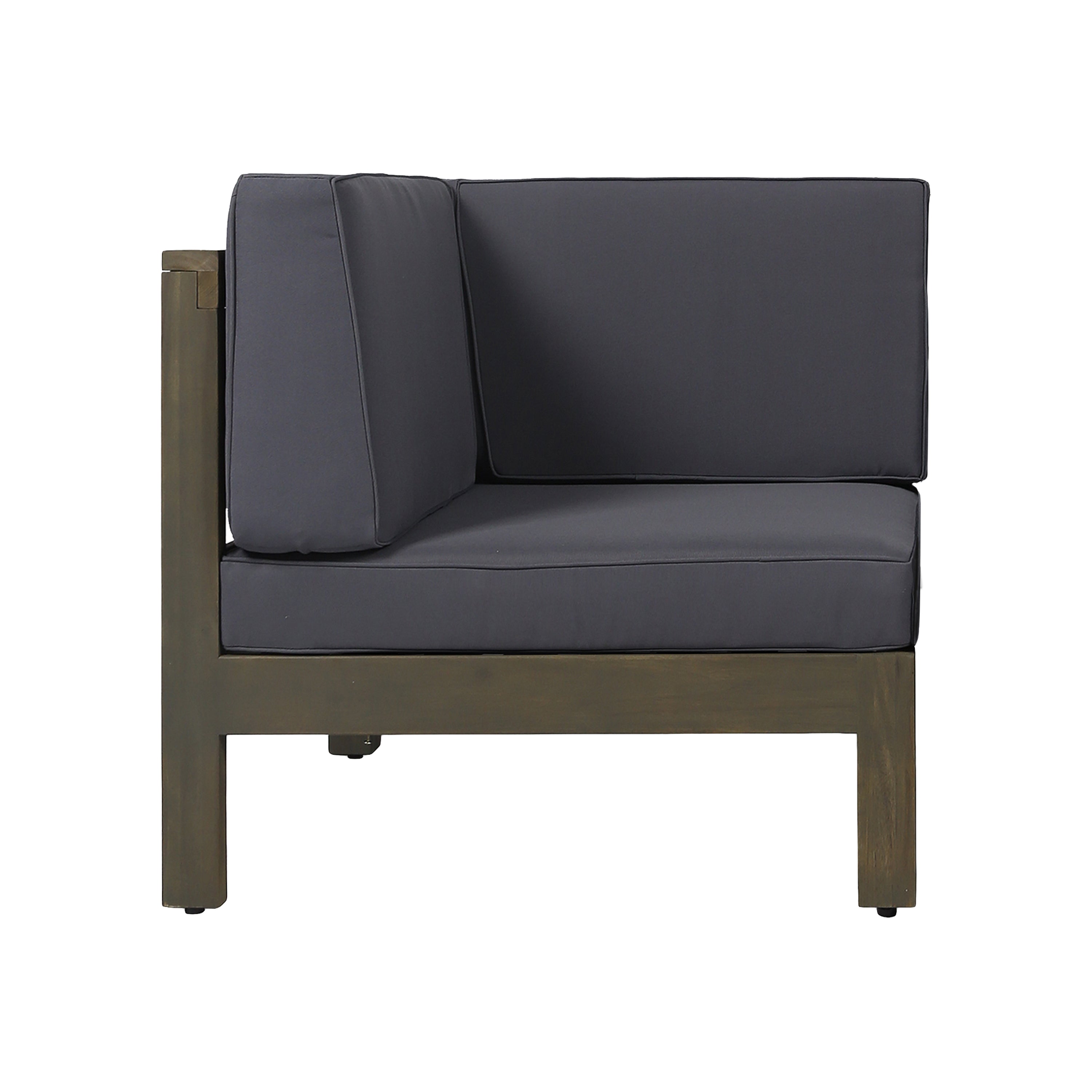 Outdoor Sectional Sofa Set Acacia Wood 3 Piece Dark Gray