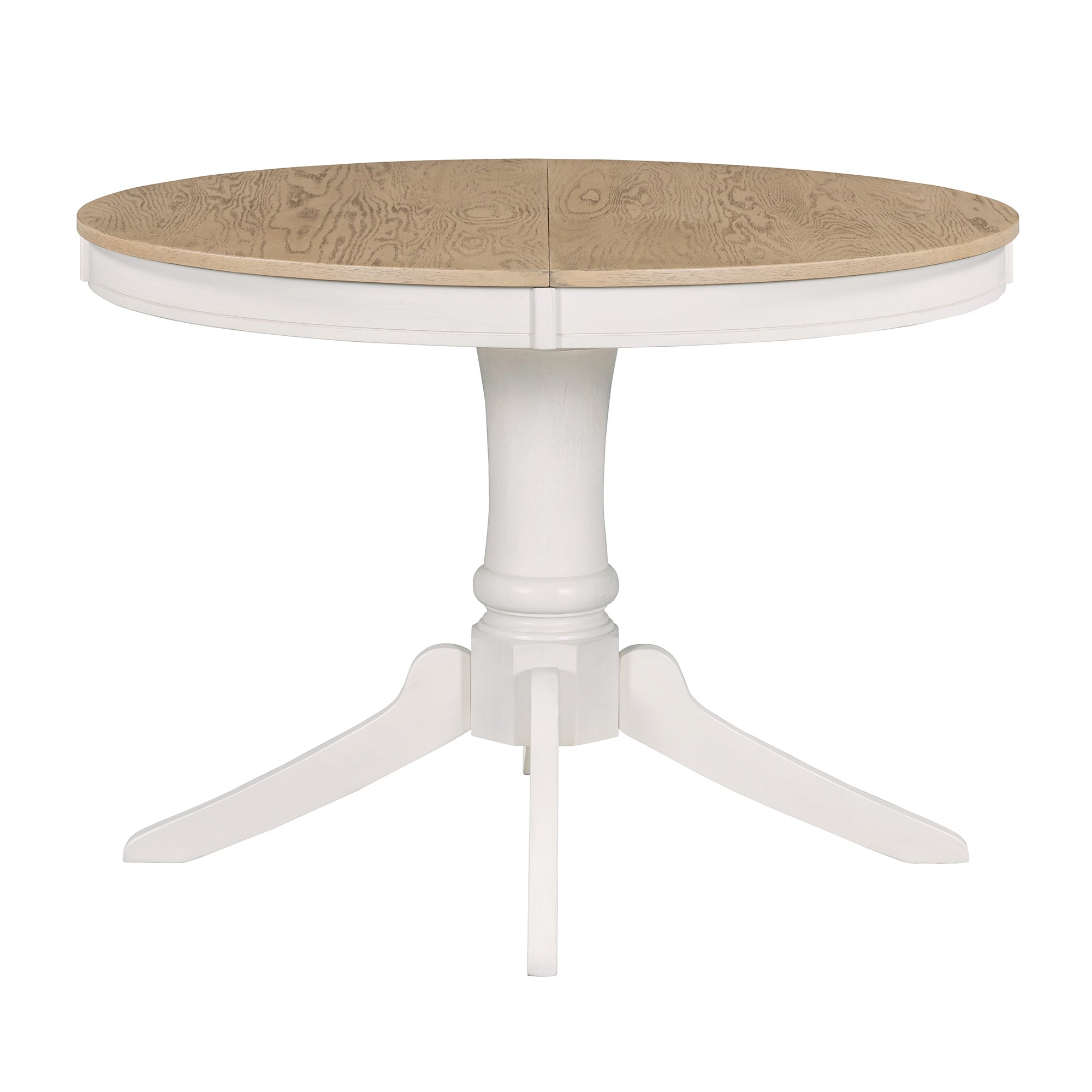 5-Piece Retro Functional Dining Table Set Wood Round Extendable Dining Table