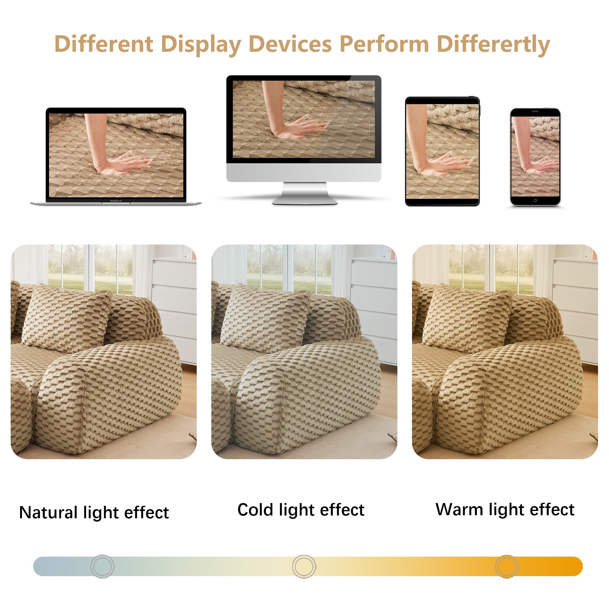 Sectional Sofa L-Shape Modular Flannelette Light Camel 2 Seat 82 In