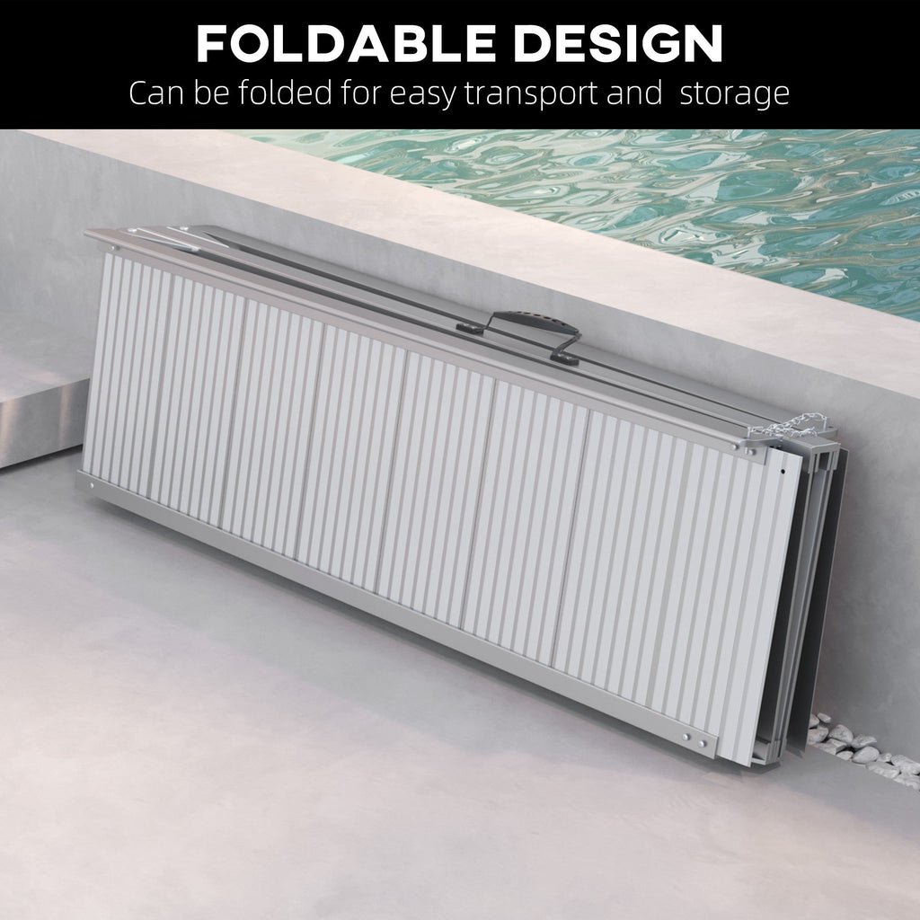 Wheelchair Ramp Aluminum 8 Ft Folding Non-Slip Side Rails 600 LB Portable