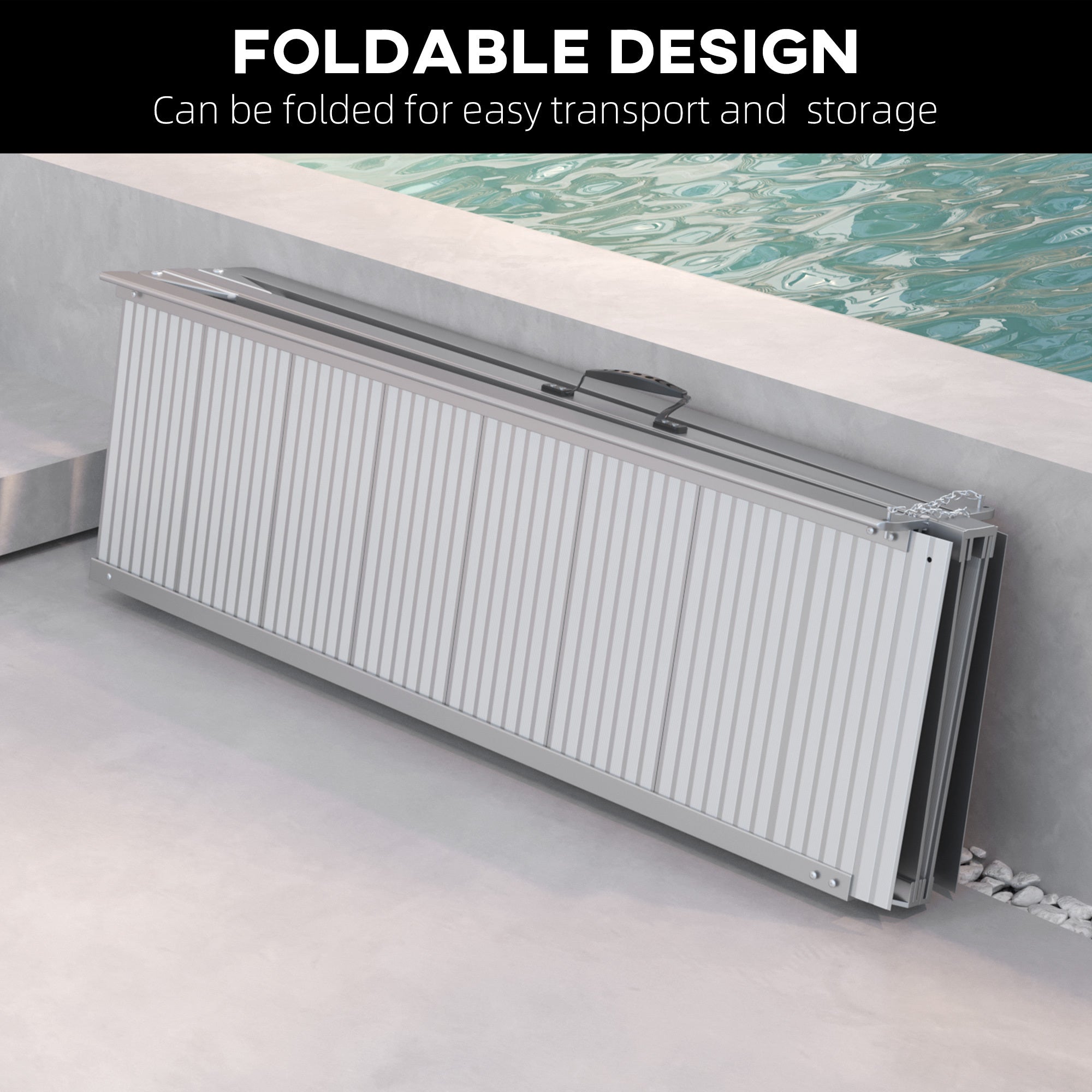 Wheelchair Ramp Aluminum 8 Ft Folding Non-Slip Side Rails 600 LB Portable