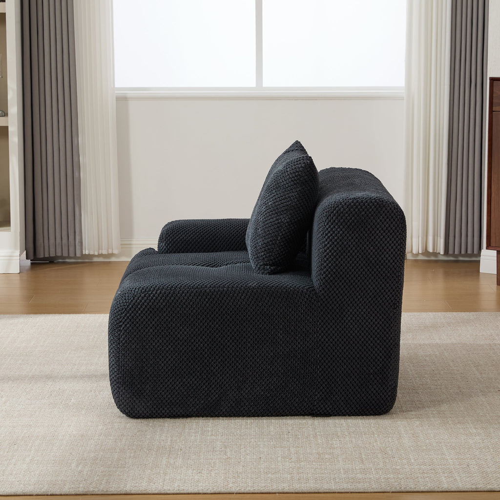 Sectional Sofa Modular 2-Seat Polyester Charcoal Cloud Tufted No Assembly 73 In