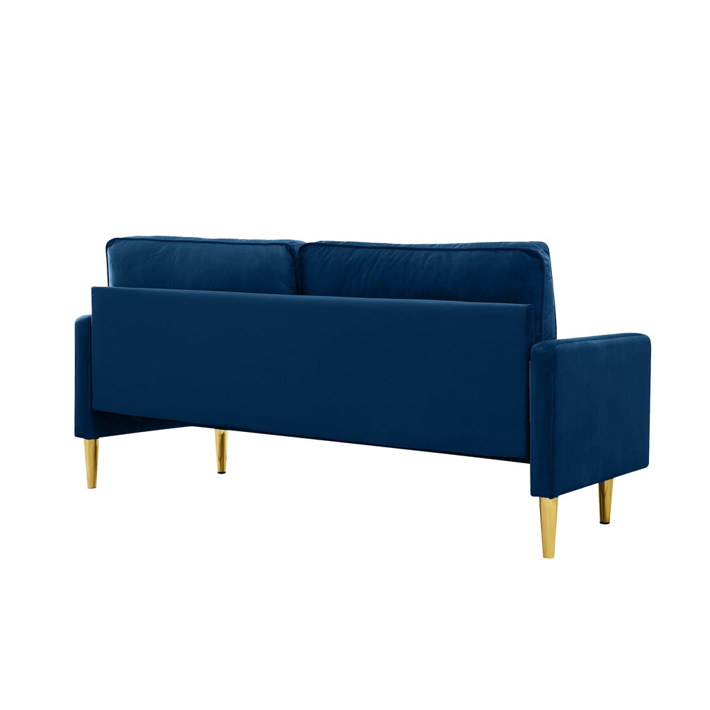 Sofa Minimalist Velvet Navy Gold Metal Legs 2 Seat 65 In 800 LB