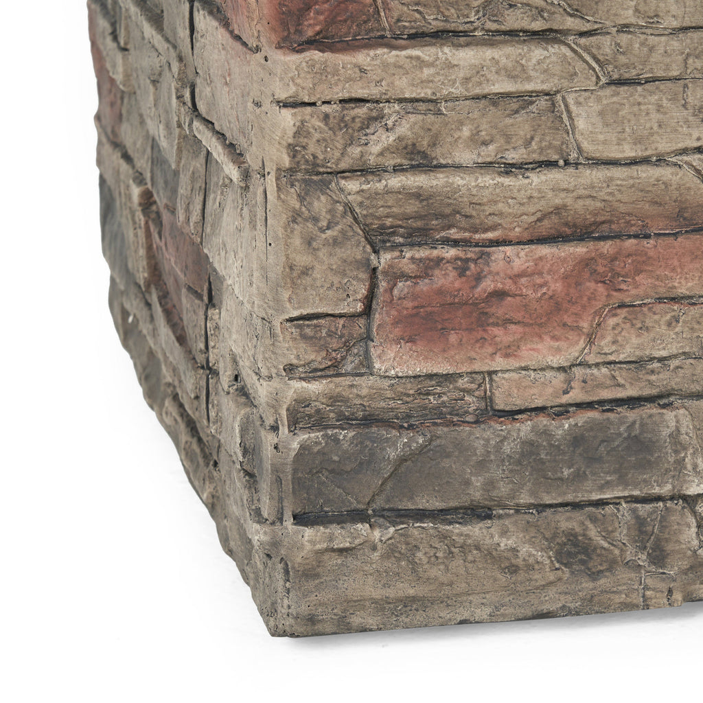 Classic Stone Design 32 Inch Square MGO Fire Pit 40000 BTU, Stone Gray