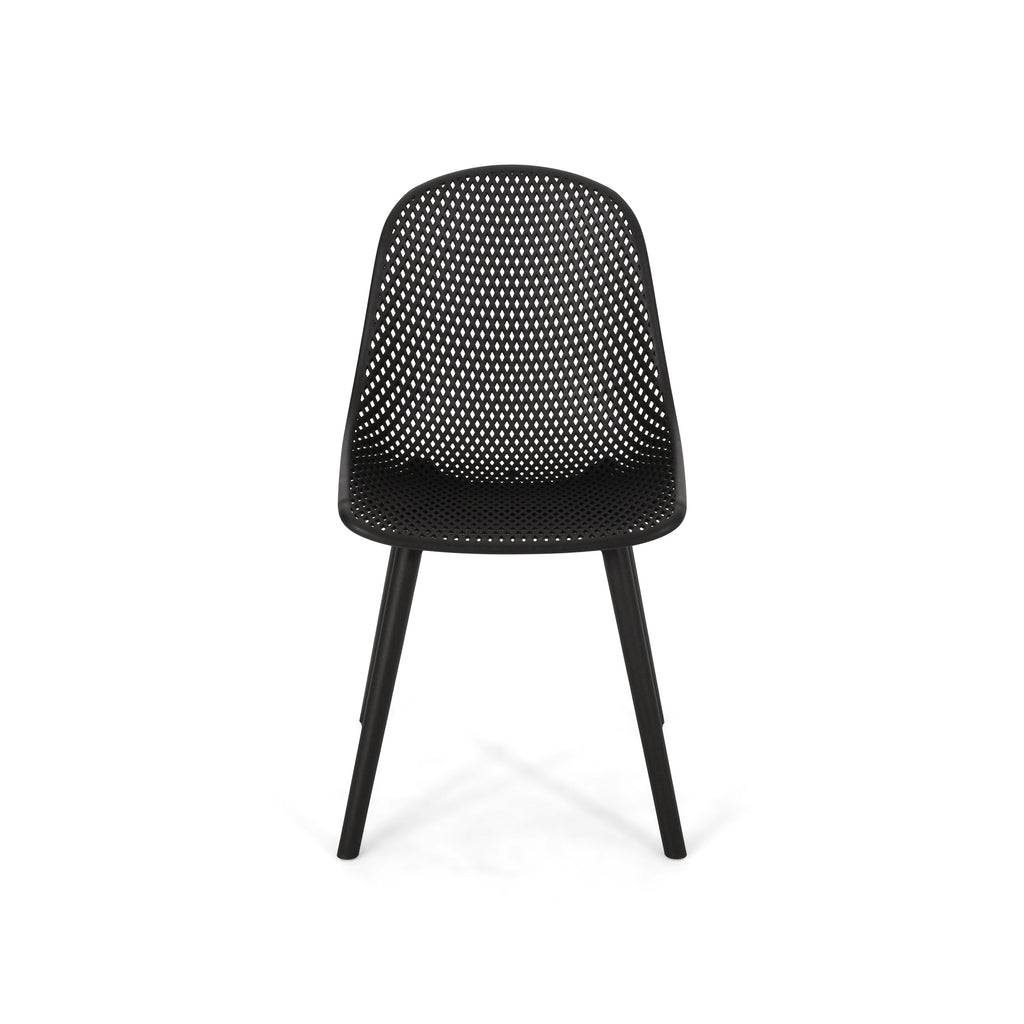 Accent Chair Minimalist Polypropylene Black Perforated Diamond Mesh 18.5x22 In
