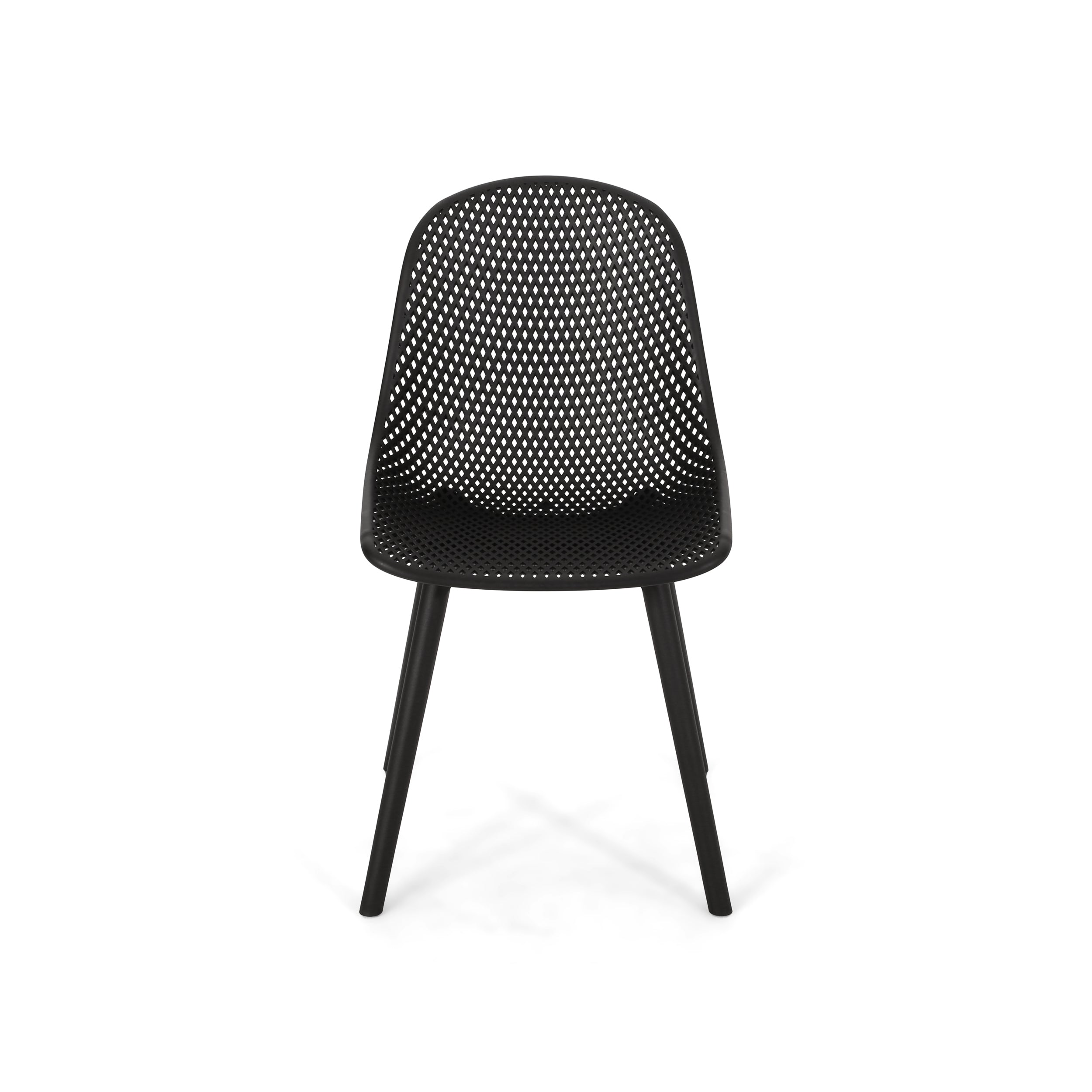 Accent Chair Minimalist Polypropylene Black Perforated Diamond Mesh 18.5x22 In