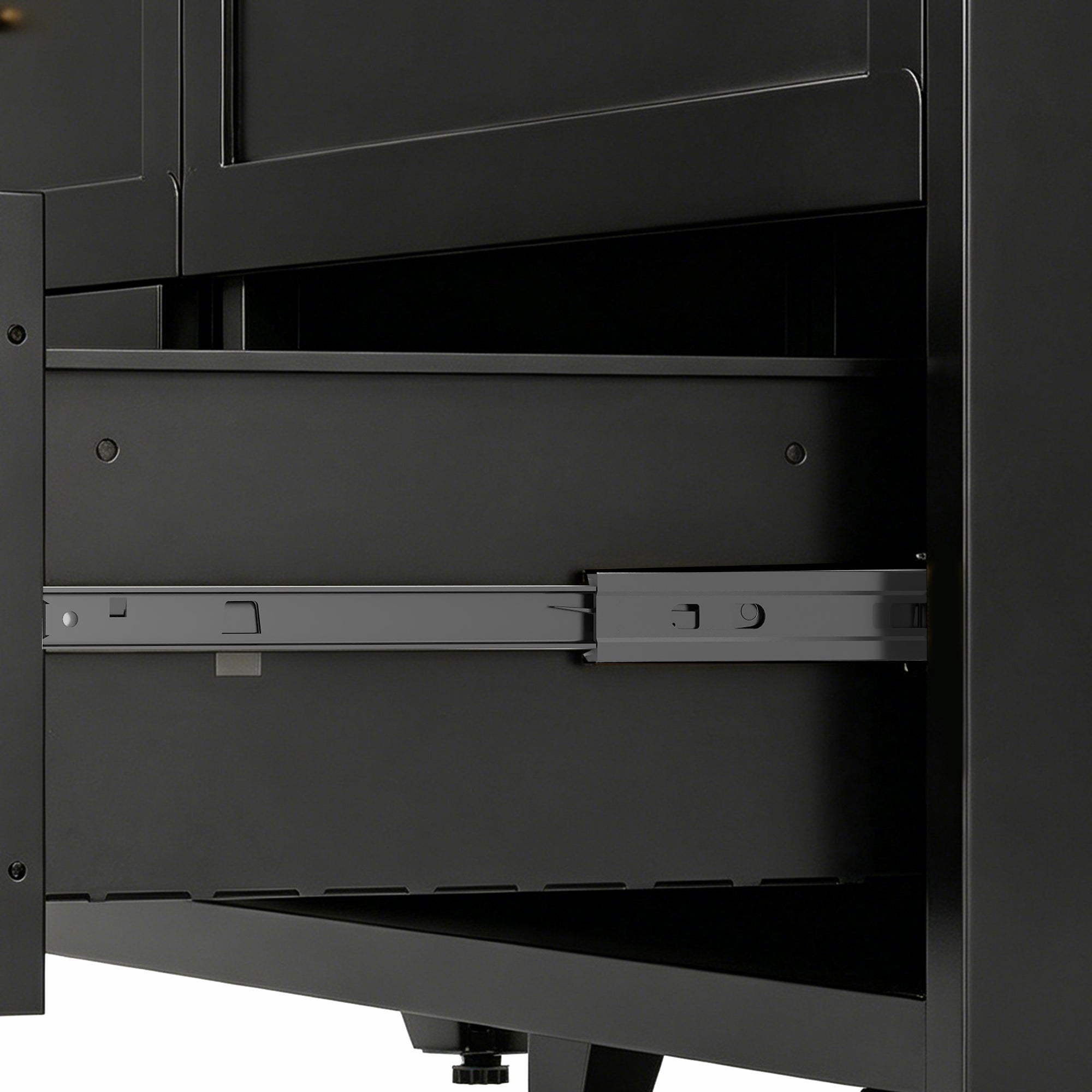 Dresser Tall 9-Drawer Black Steel Smooth-Glide 47.3x15.8x39 In
