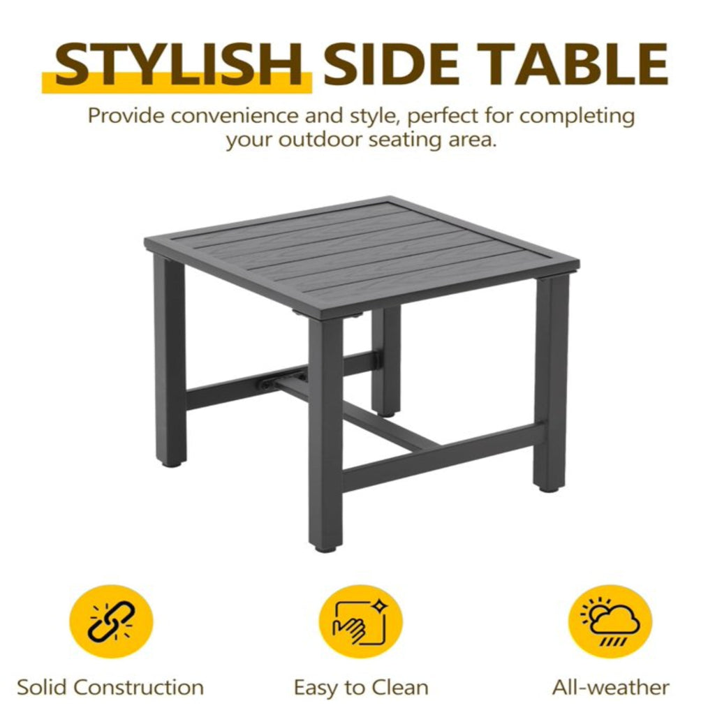 Outdoor Bistro Set Rattan Swivel Rocker Gray 3 Piece with Side Table