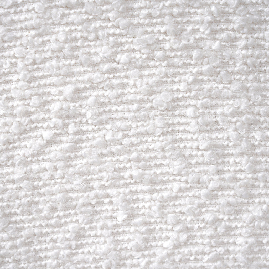 White Boucle Rectangular Ottoman Rubberwood Legs 44.5x35.5x18.5
