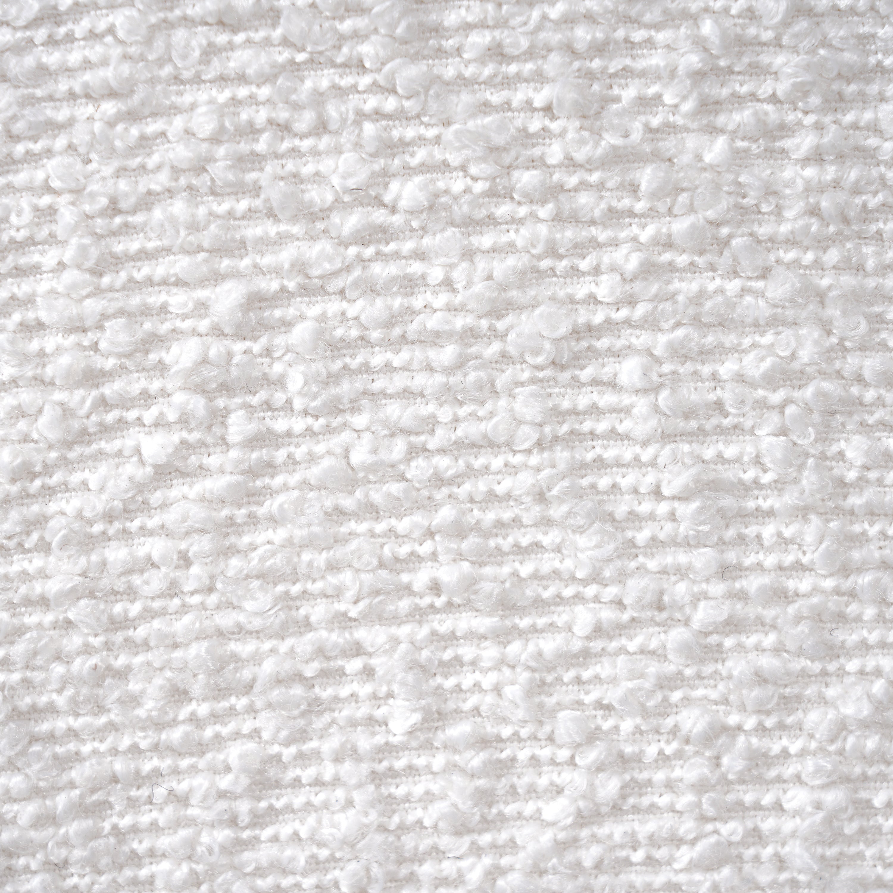 White Boucle Rectangular Ottoman Rubberwood Legs 44.5x35.5x18.5