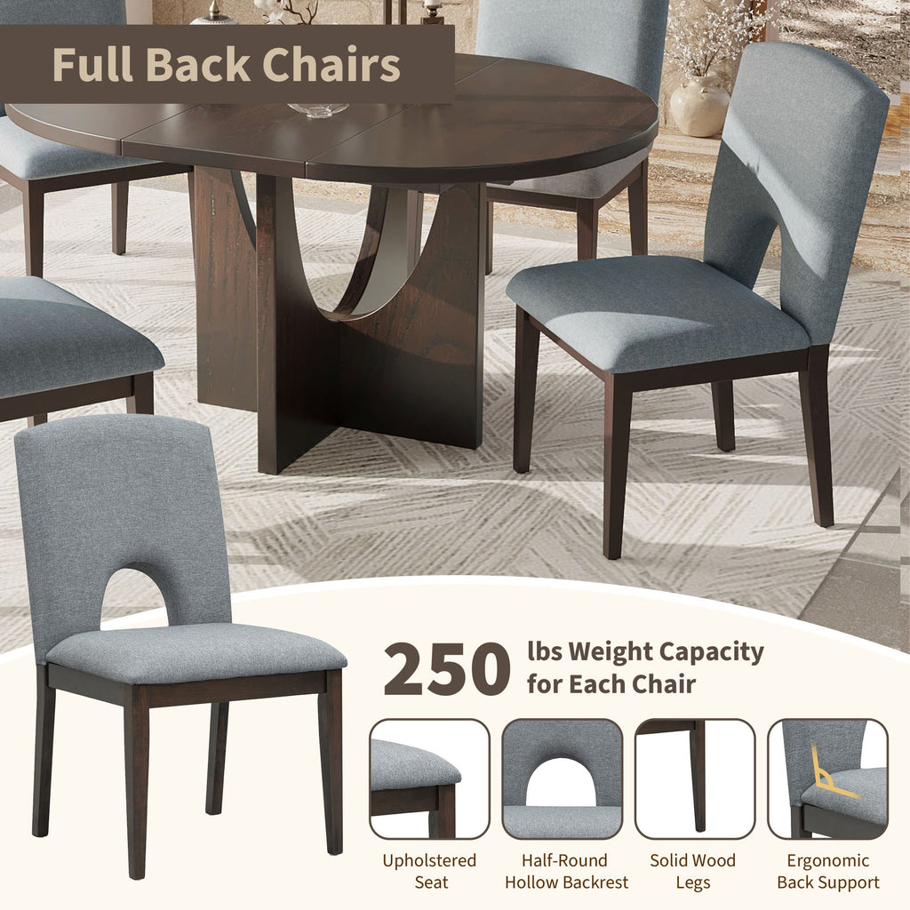 Modern 5-Piece Extendable Round Dining Table Set with 16.2inch Removable Leaf