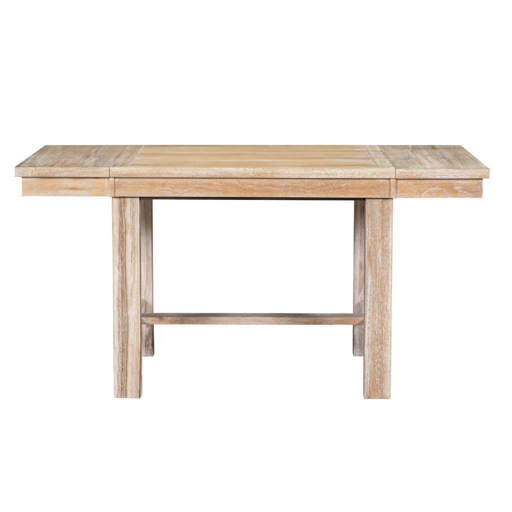 Farmhouse 82inch 6-Piece Extendable Dining Table with Footrest, 4 Upholstered