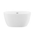 47in Gloss White Acrylic Freestanding Oval Bathtub, Chrome Overflow and Drain