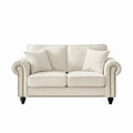 Loveseat Chenille Beige Rolled Arms Nailhead Trim 63 In 700 LB