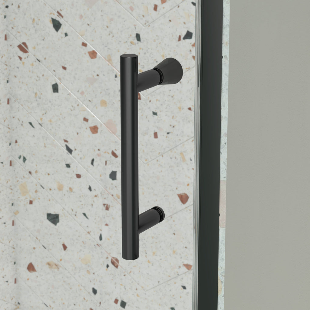 56-60in W x 71in H Pivot Swing Glass Shower Door, Matte Black, 6mm Clear SGCC