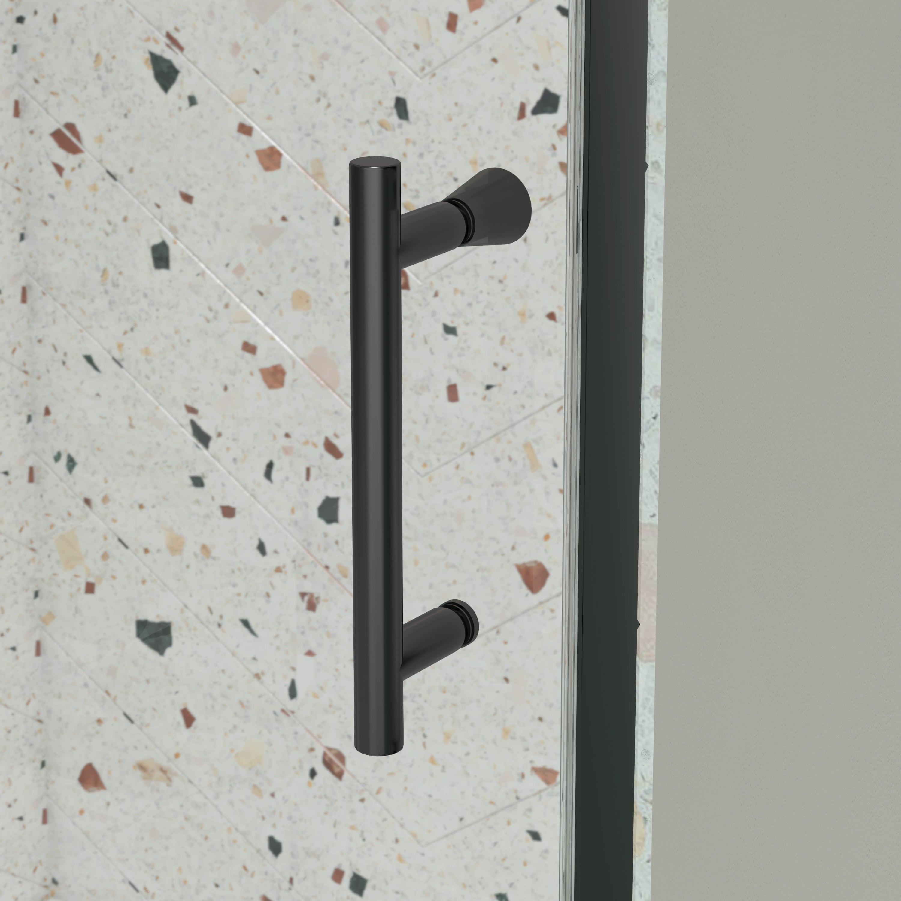 56-60in W x 71in H Pivot Swing Glass Shower Door, Matte Black, 6mm Clear SGCC