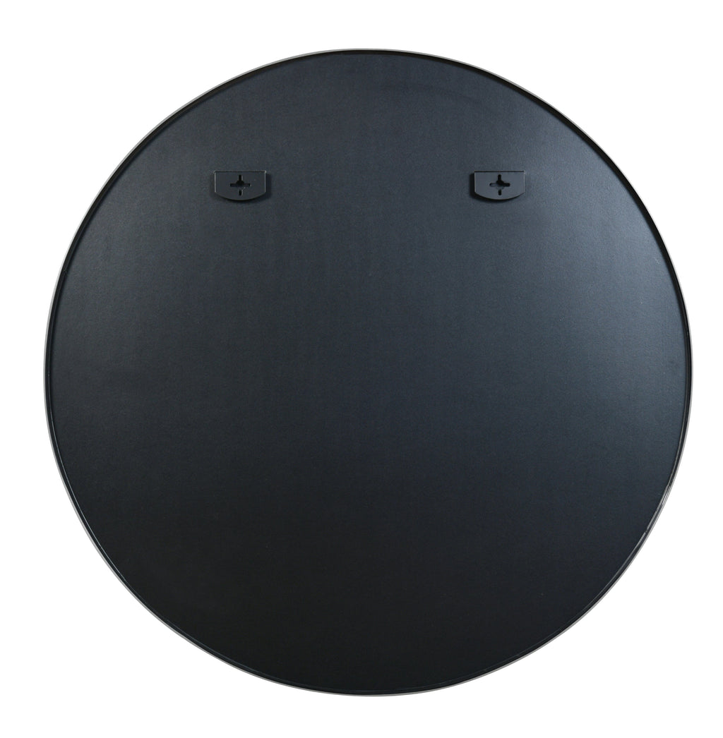 Wall Mirror Round Aluminum Frame Silver 42 In HD Glass Shatterproof Film