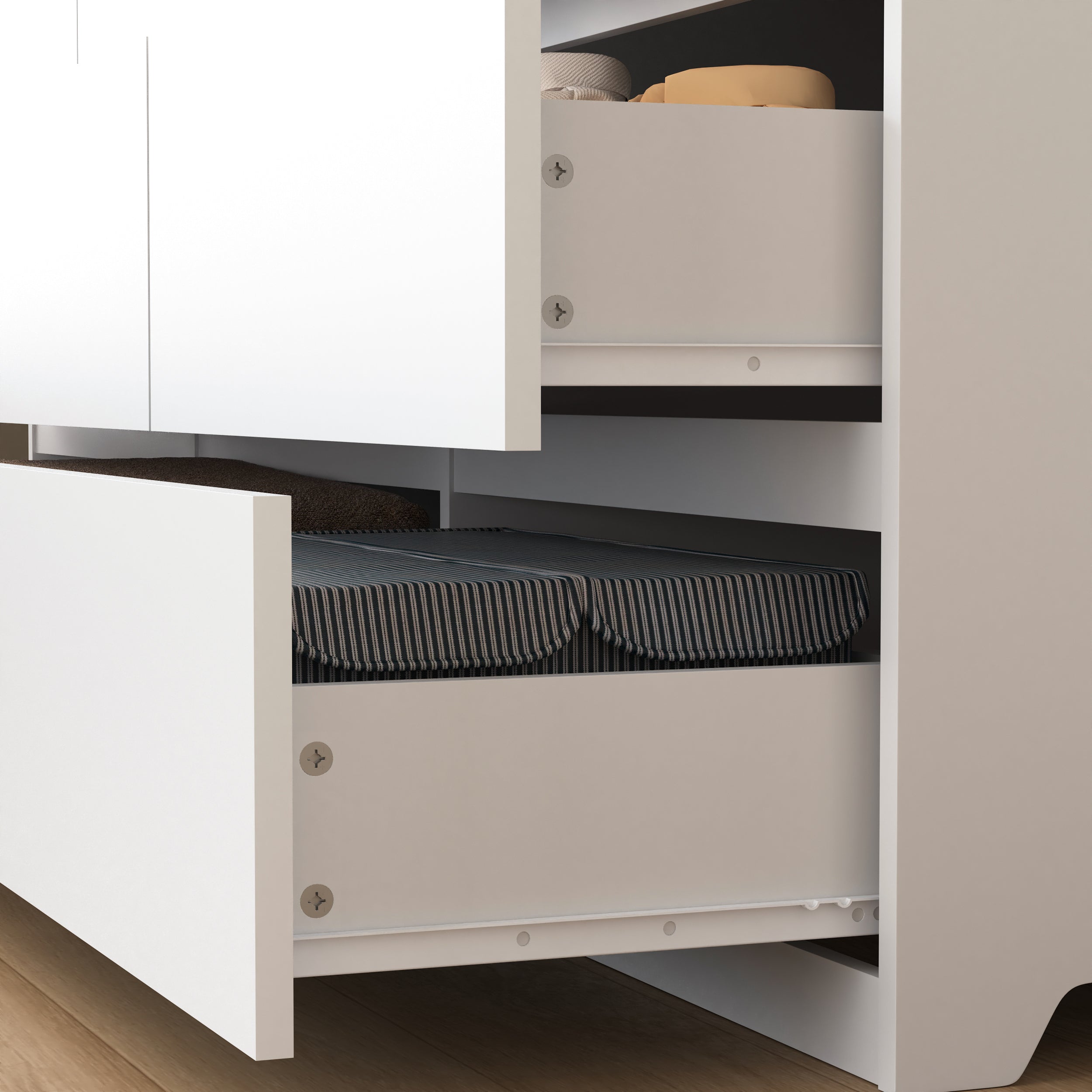 Dresser Modern 9-Drawer White Particle Board Handleless 63x15.74x29.5 In
