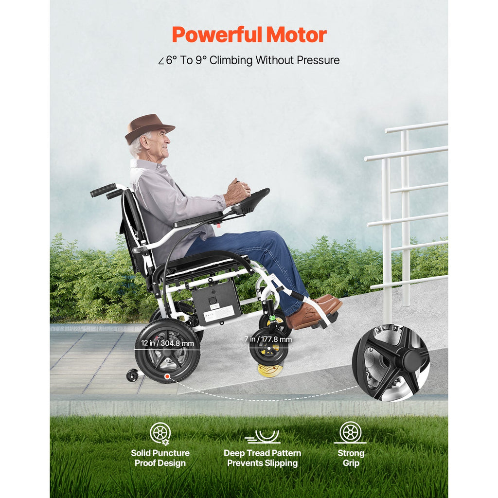 Wheelchair Electric Foldable Aluminum 220 LB 12 Mile Range 39x24x36 In