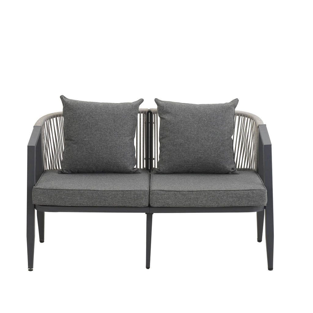 Outdoor Seating Set 4 Piece Bench Chairs Table Iron Gray
