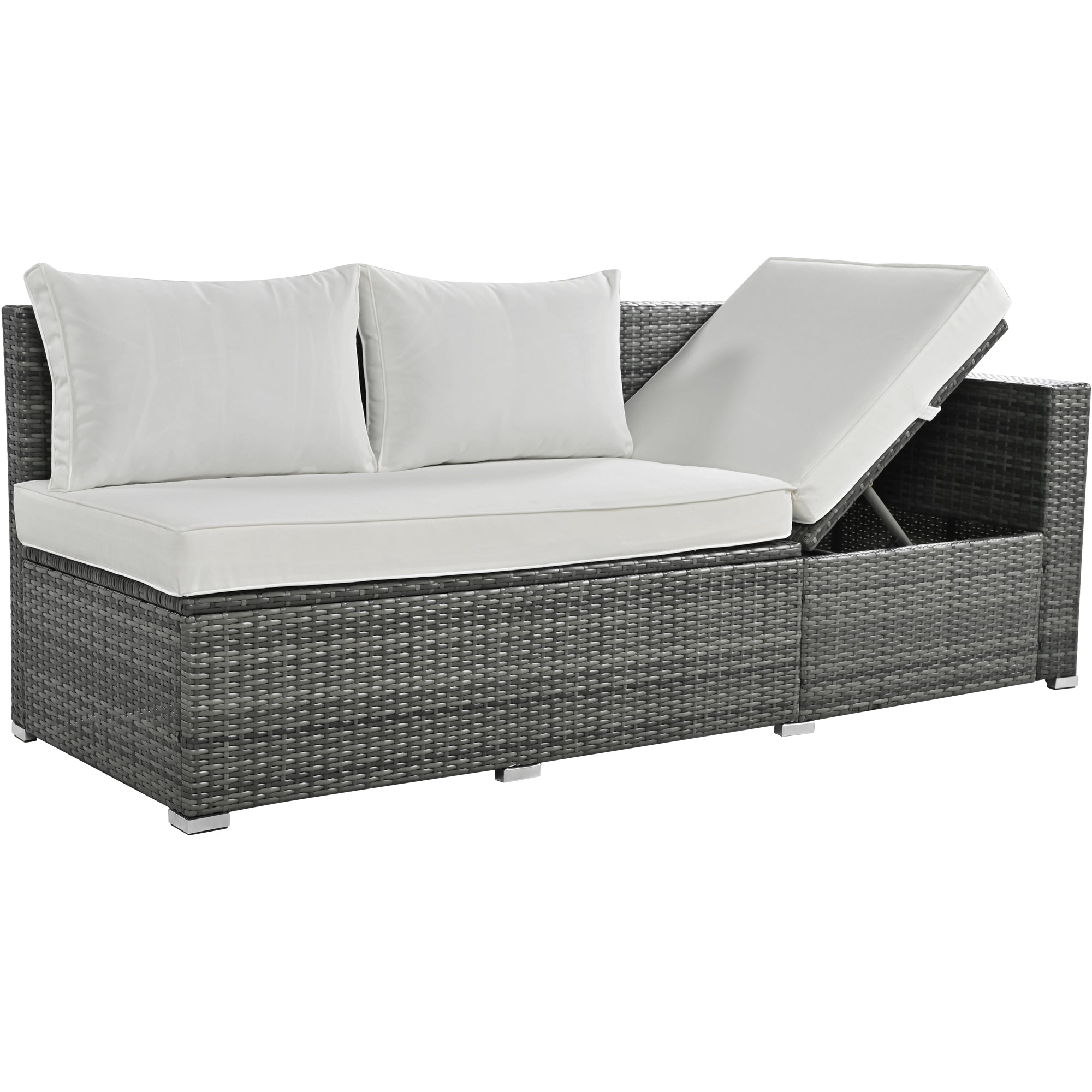 Outdoor 6-Piece All Weather PE Rattan Sofa Set, Garden Patio Wicker Sectional