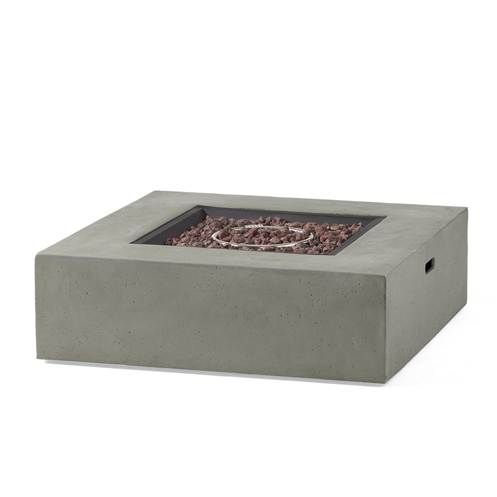 Contemporary 50,000 BTU Square MgO Fire Table with Clean Lines in Light Grey