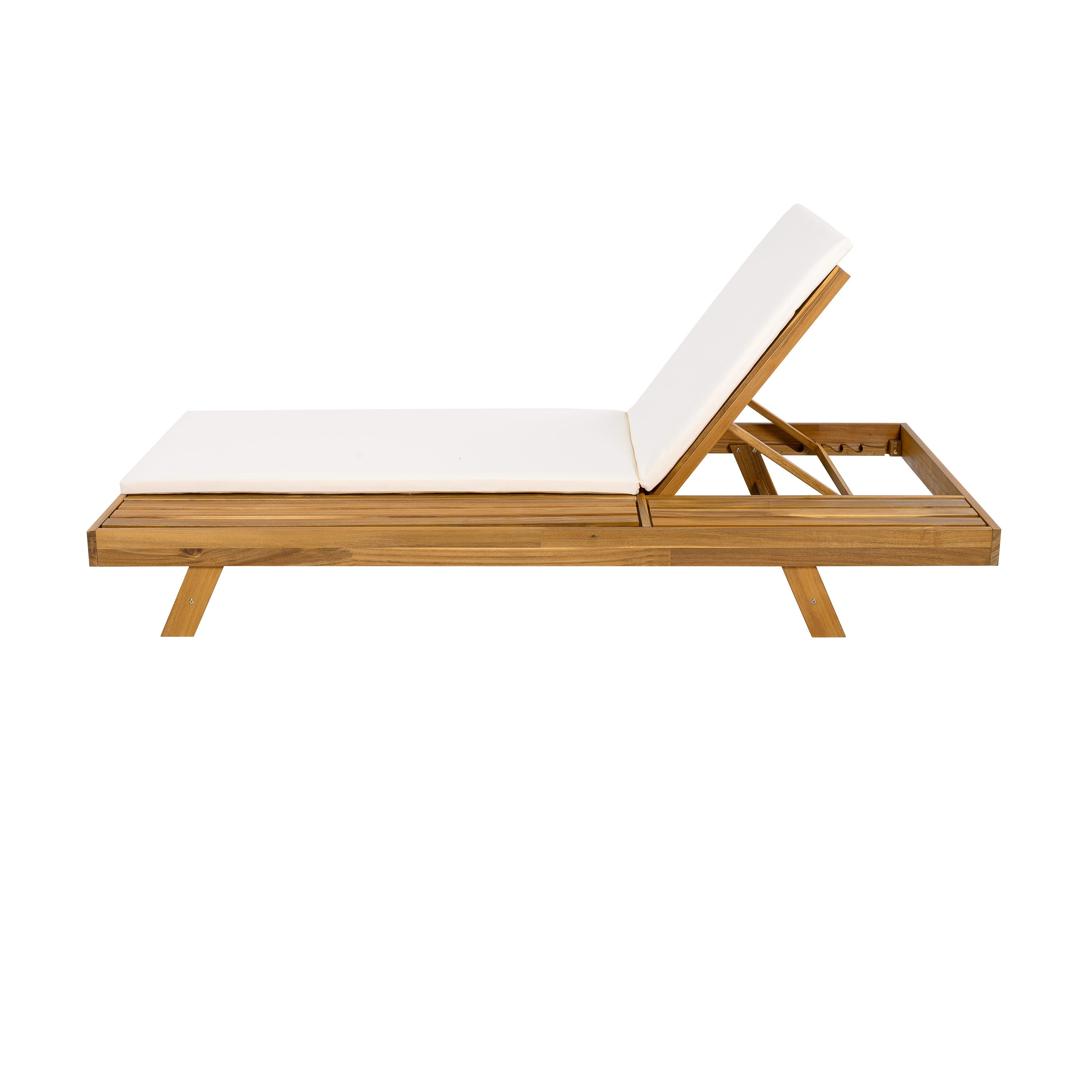 Outdoor Chaise Lounge Acacia Wood 79" 4-Position