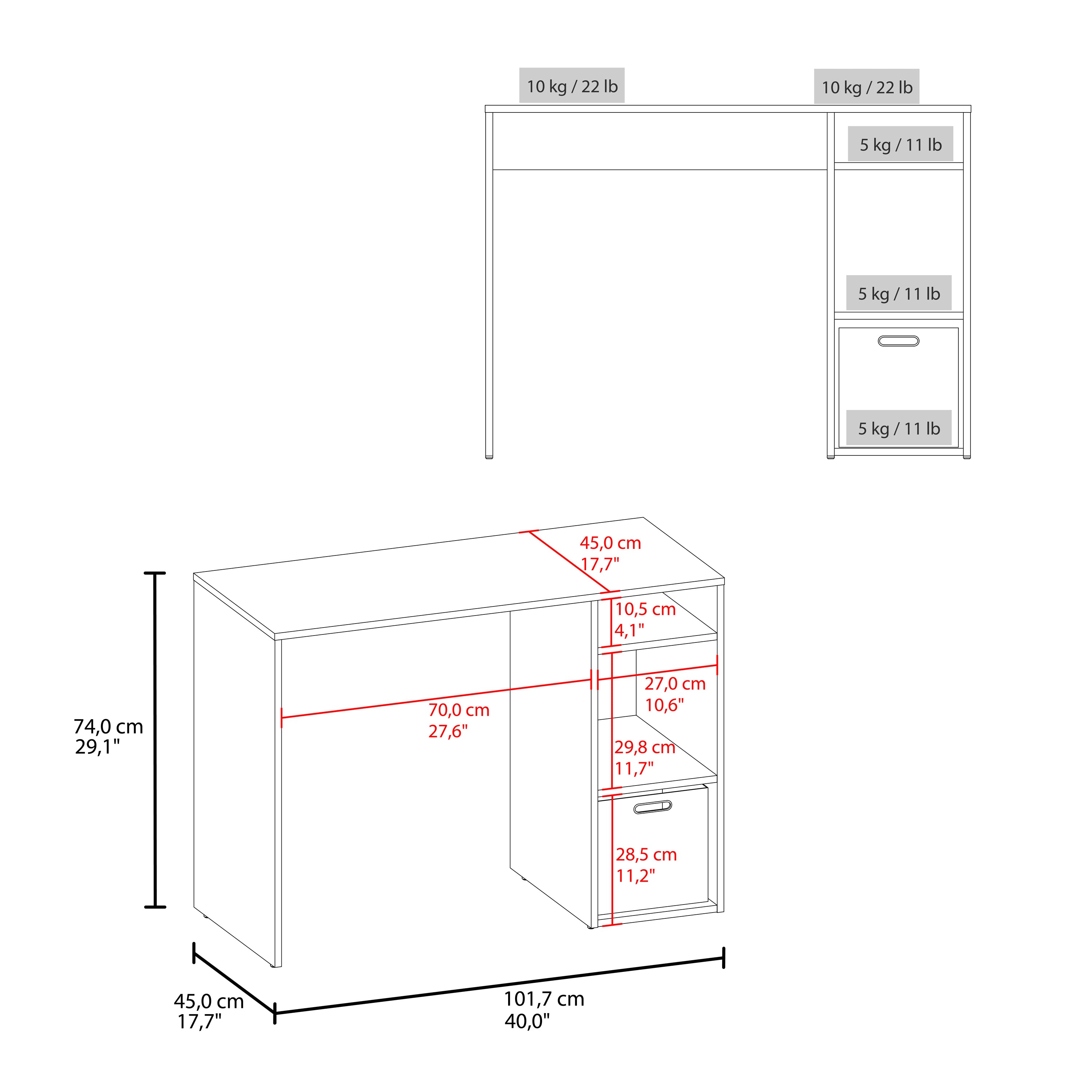 Compact Computer Desk with 3-Tier Side Open Storage Shelves, Manufactured Woo...