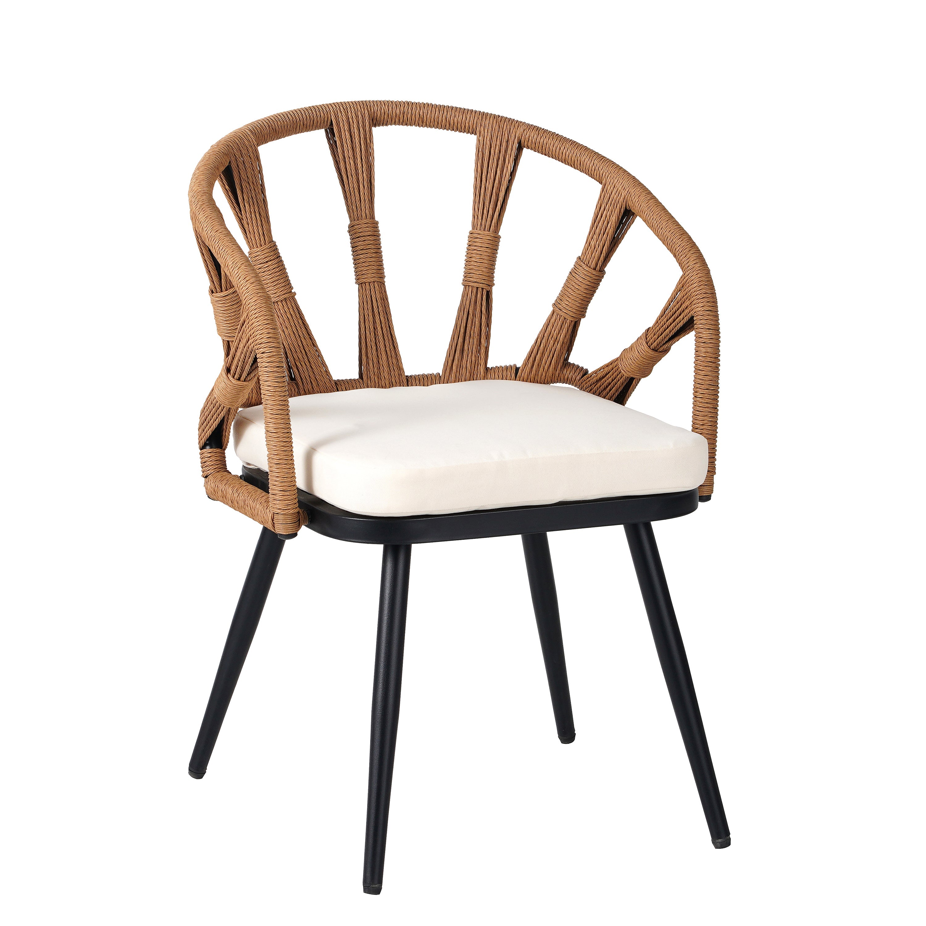 4-Seat Outdoor PE Rattan Dining Set Dark Yellow