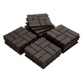 Outdoor Deck Tiles Interlocking Plastic Brown Checkered 12x12 in Pack of 36