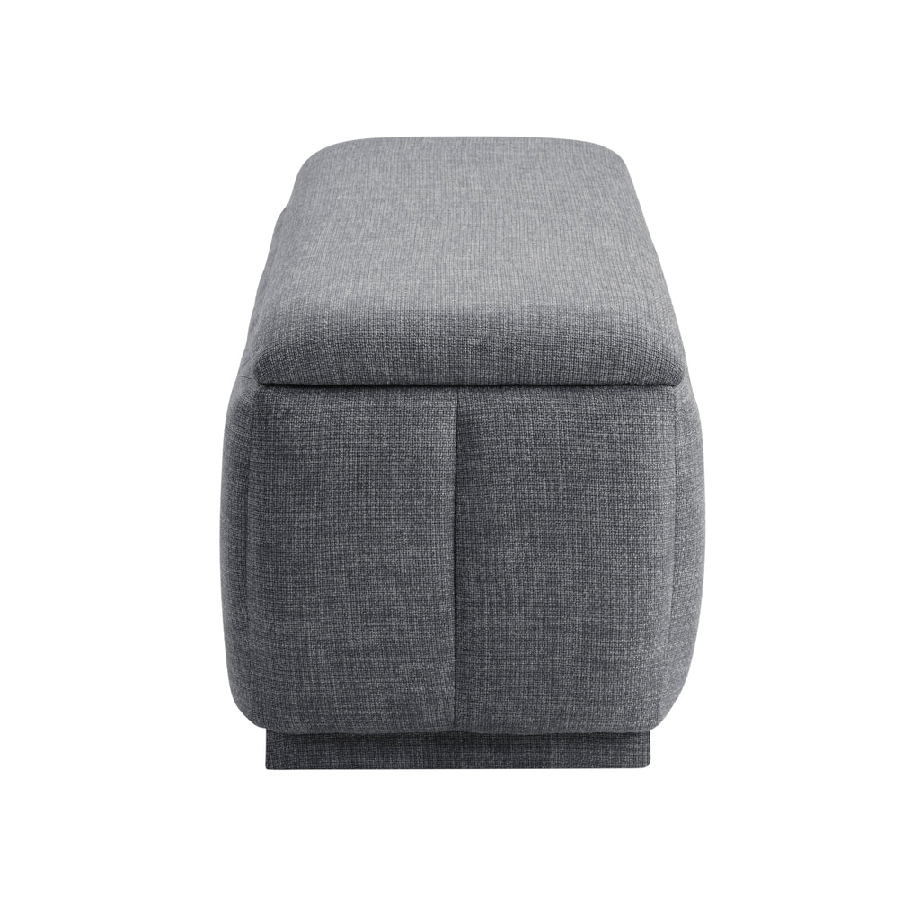 Storage Bench Modern Fabric Gray Plywood Frame No Assembly 47x18x18 In 300 LB