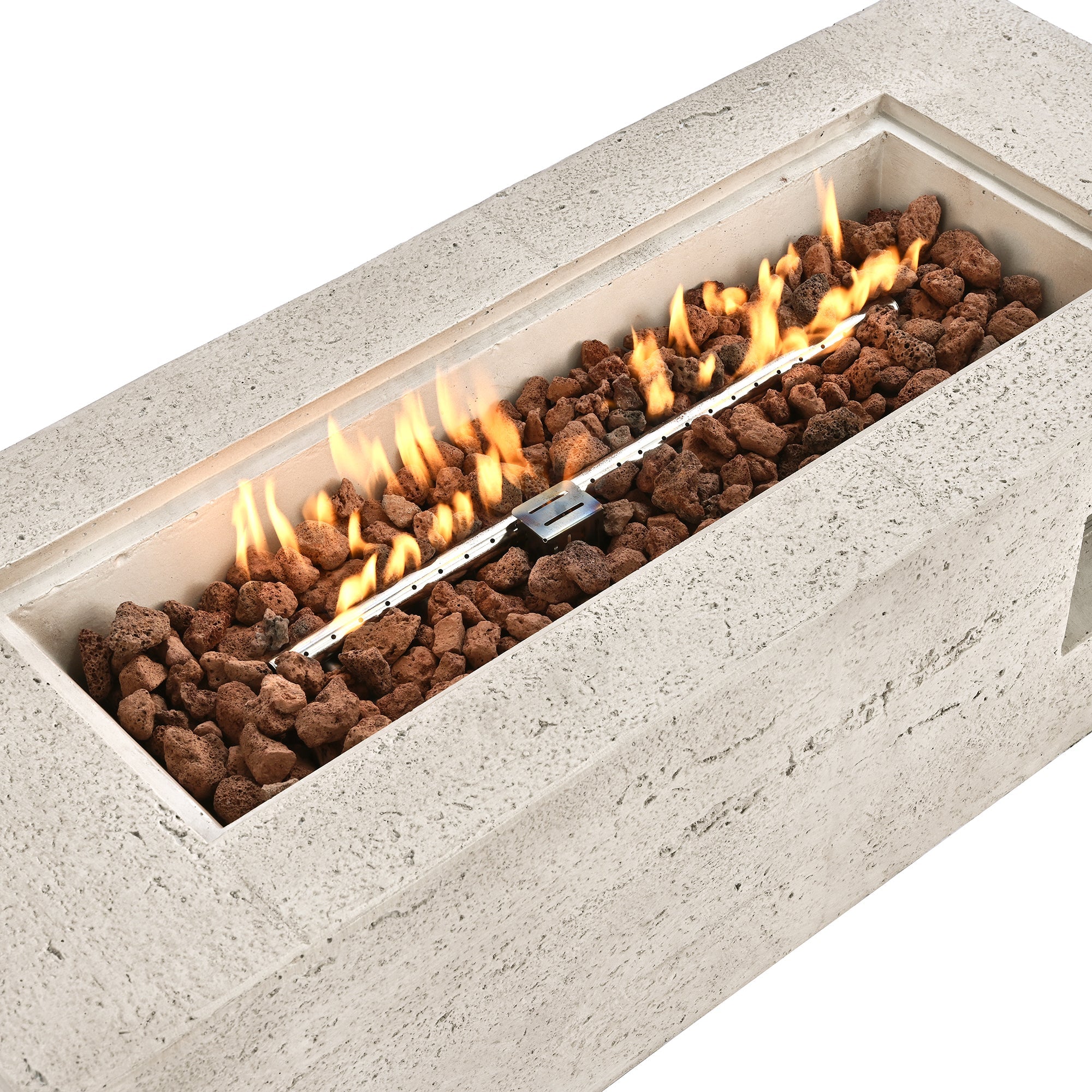 2-Piece Fire Pit Set: 41.9 in Propane Fire Pit 40,000 BTU with Lava Rocks and MGO Tank Cover