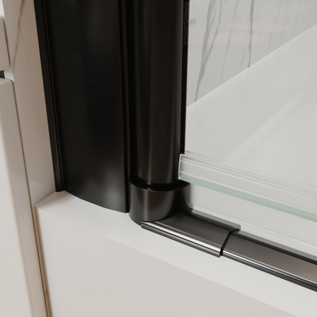 34-36 in. W x 72 in. H Pivot Frameless Shower Door, Matte Black, 1/4in Glass