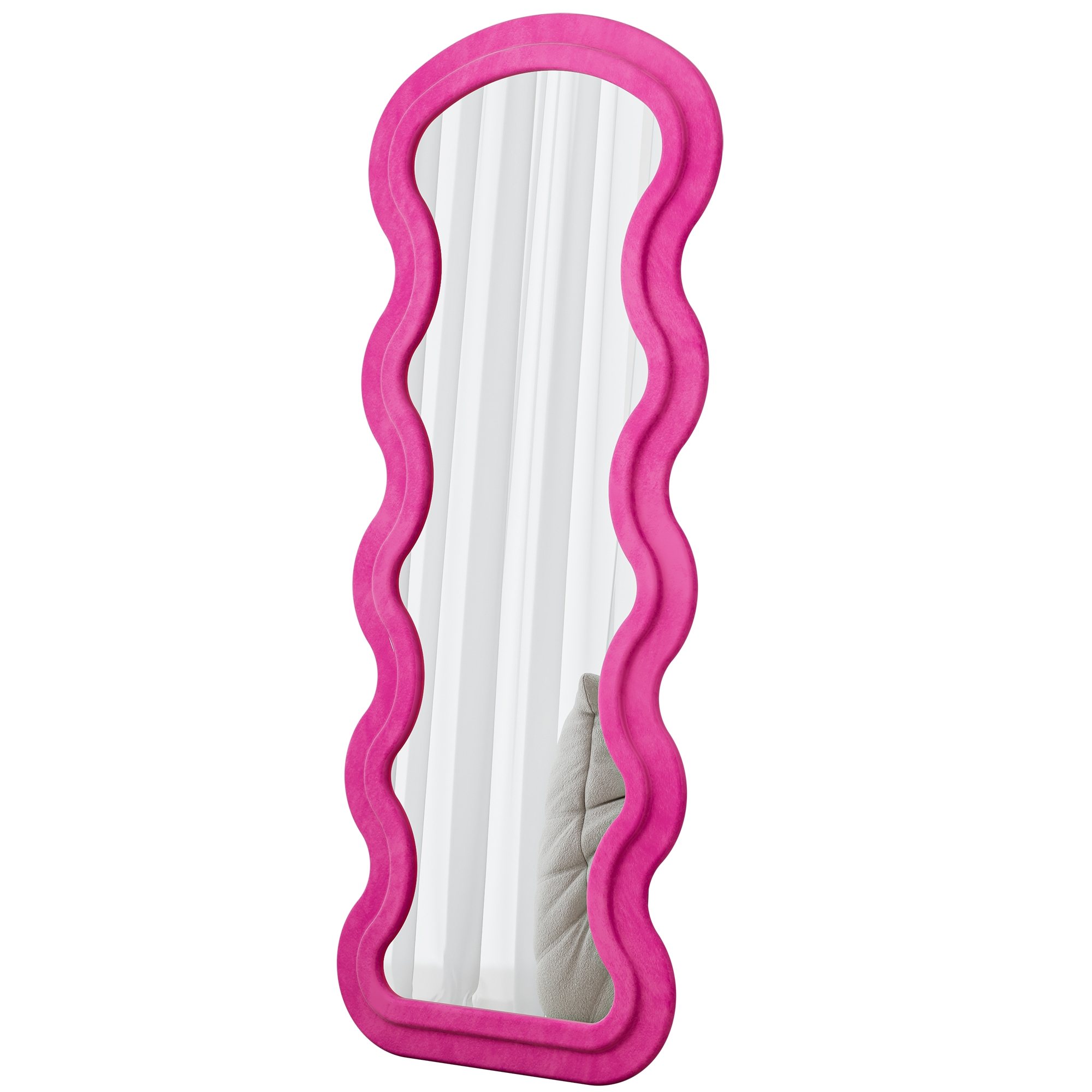 Floor Mirror Full Length Wave Flannel Frame Rose 63x24 In Lean or Hang