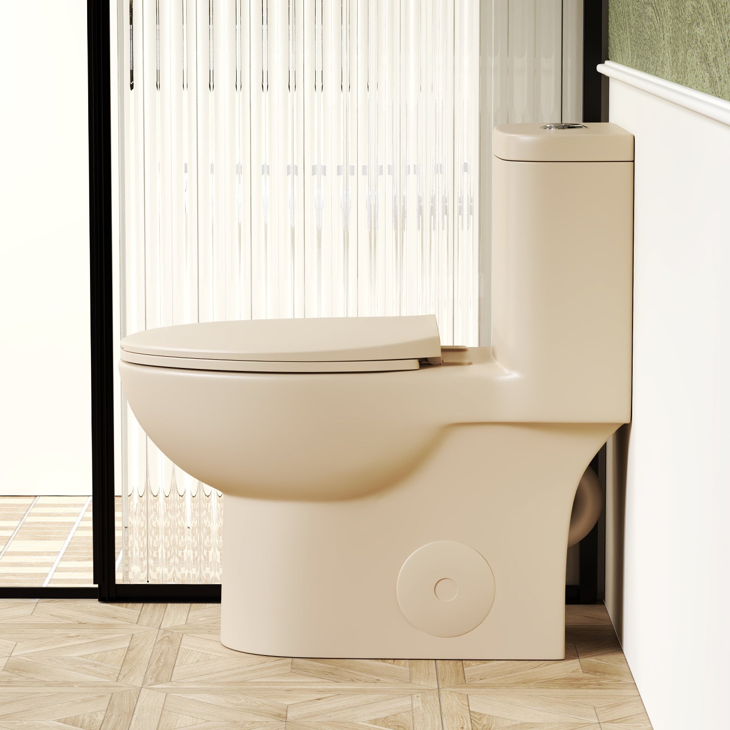 1.1/1.6 GPF Tornado Flush One-Piece Toilet ADA Height 17in, Dual Flush, Khaki