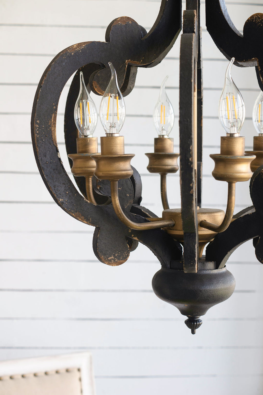 French Country Wood Chandelier 6-Light Farmhouse Pendant 28 In Chain