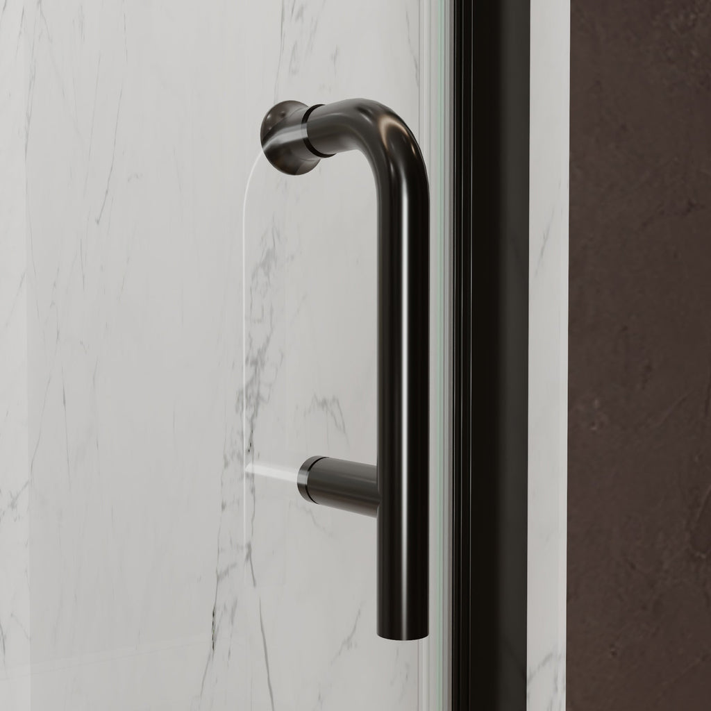 34-36 in. W x 72 in. H Pivot Frameless Shower Door, Matte Black, 1/4in Glass