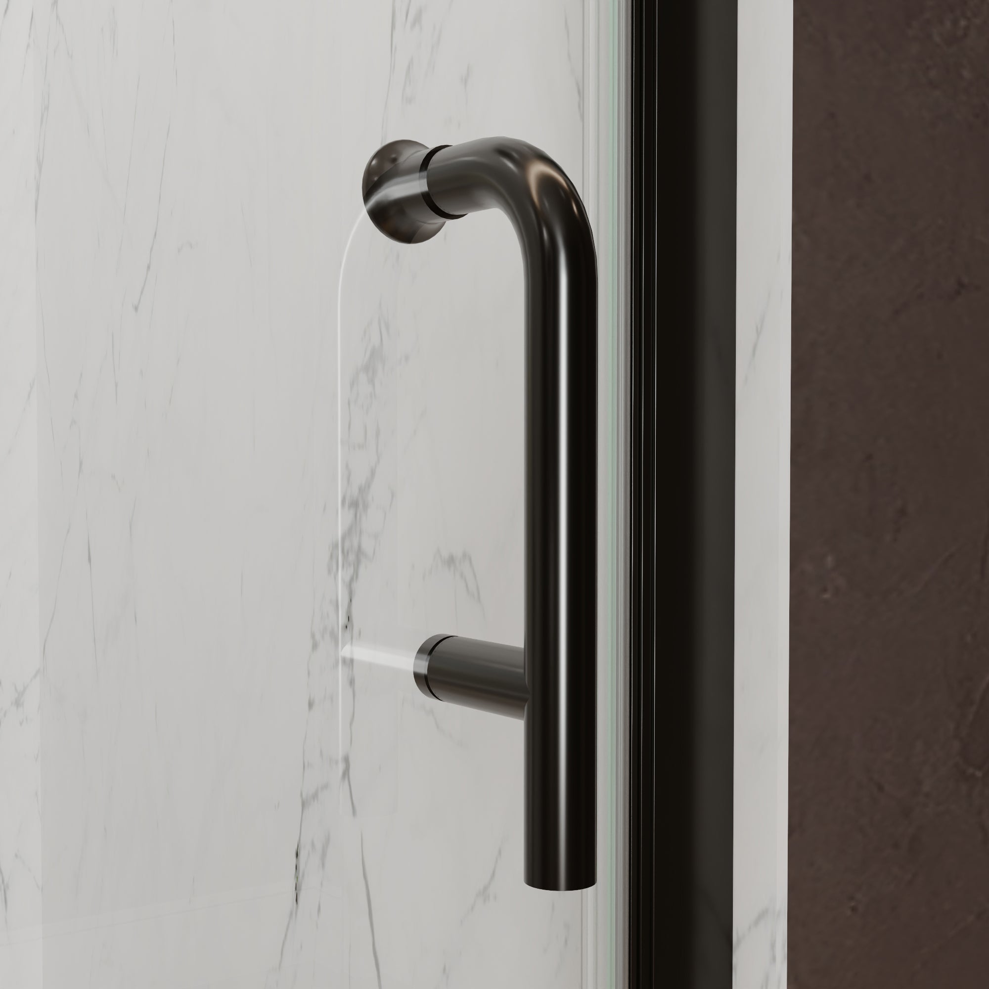 34-36 in. W x 72 in. H Pivot Frameless Shower Door, Matte Black, 1/4in Glass