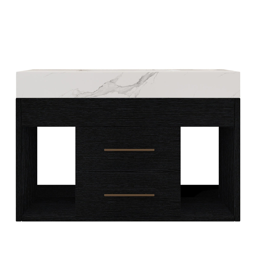 29.9' Modern Floating Bathroom Vanity with Sintered Stone Top Ceramic Undermo...