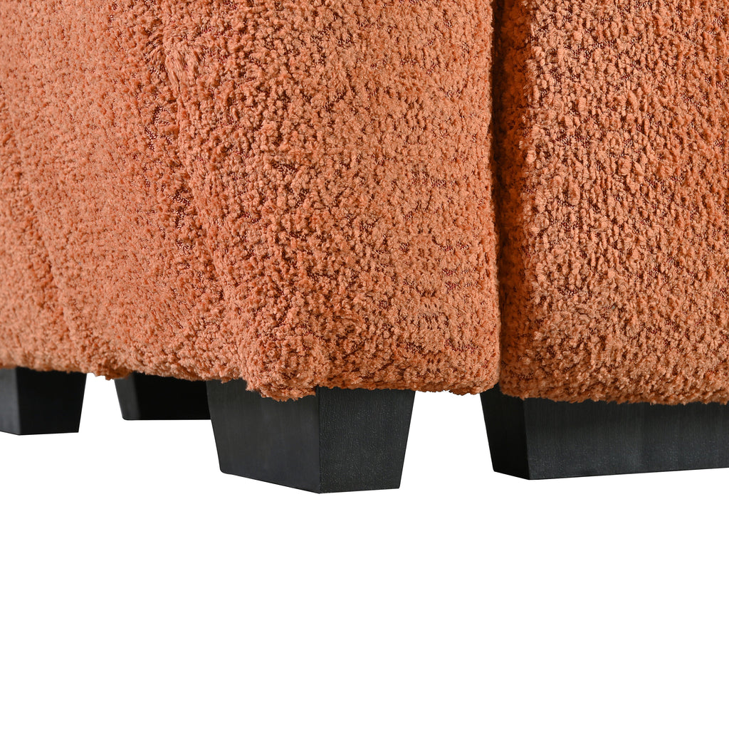 Sectional Sofa L-Shape Boucle Orange 4 Seat Ottoman 110 In